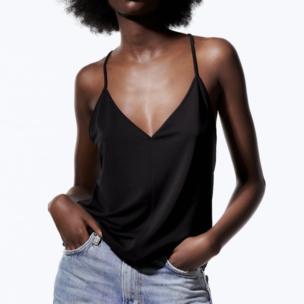 Zara Crossed strap tank top black